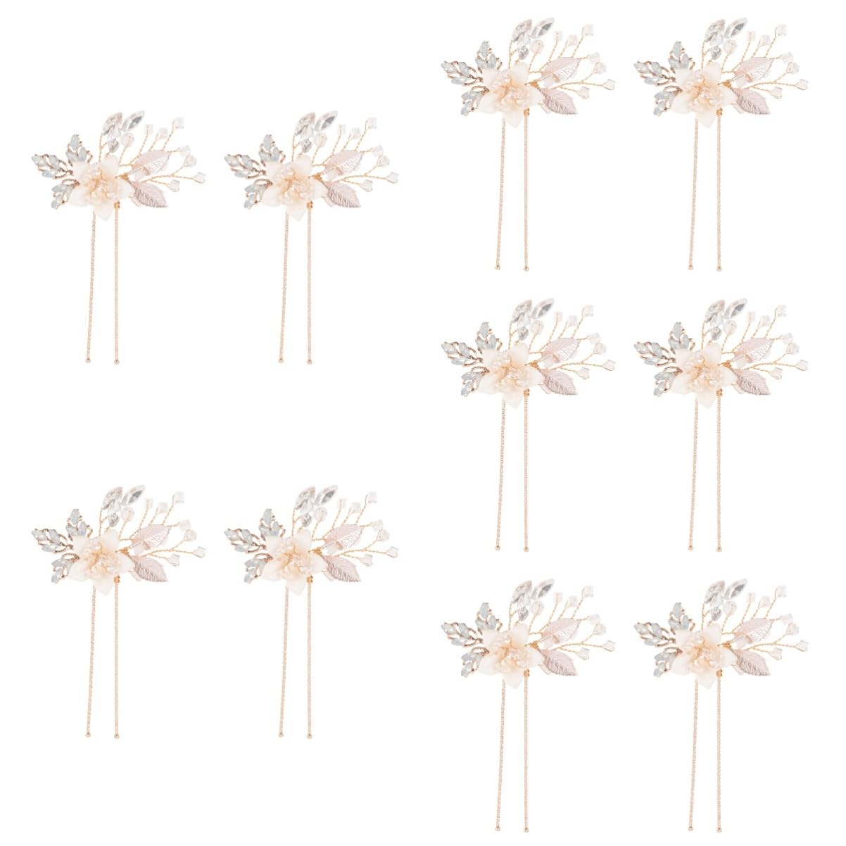 FRCOLOR 5 Pares De Horquillas Para El Pelo Con Flores De Novia De Brillo Duradero Elegantes Tocados Para Bodas Y Eventos Especiales.