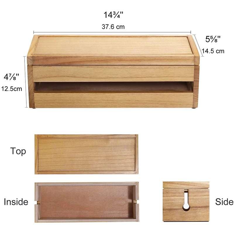 Image of Wooden Cable Management Box: Hide & Organize Power Strips, Cords & Wires - Neat Desk & Home Office Organizer
