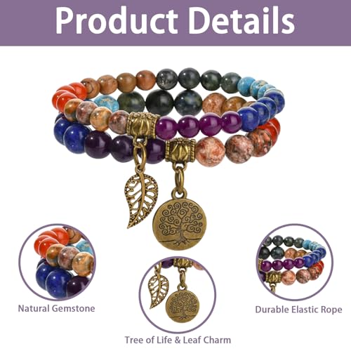 PSFXBM 2 Pcs Womens Bracelet, Chakra Bracelets for Women, Yoga Reiki Bangle, Emotional Balance Gift for Women Girls Friend Sister Mom, for Christmas Birthday Gifts - Image 3