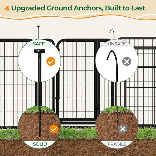 Image of Yaheetech 32in 8-Panel Heavy Duty Dog Playpen Portable Fence Outdoor | Anti-Rust Sturdy Wire Frame, No-Tool Assembly, Foldable Storage, Anti-Slip Support Feet, Ideal for Puppy & Medium Dog Breeds