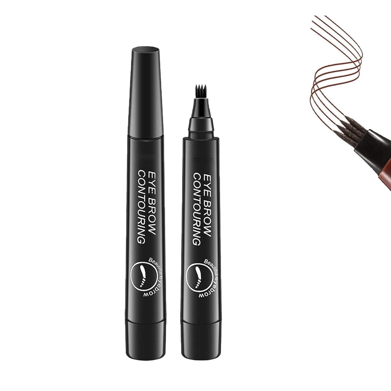 Suake Eyebrow Contour Pen Microbladed Eyebrow Pencil 4-Head Precision Brow Pencil Waterproof and Smudgeproof Microbladed Eyebrow Pencil with Micro-Tip Applicator