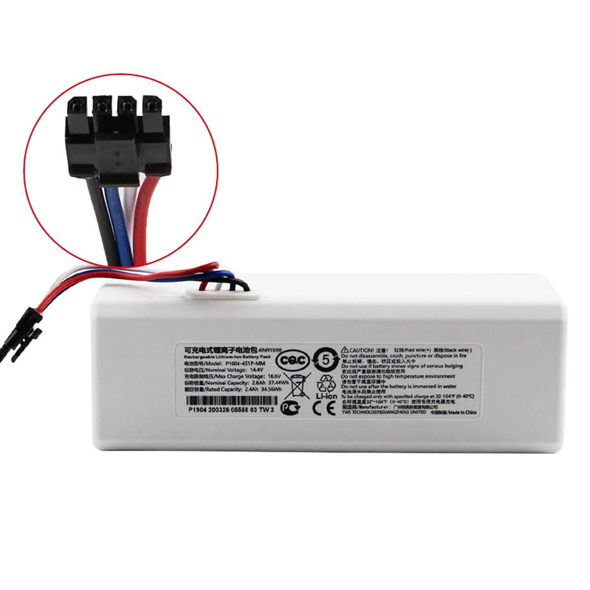 Batteria Ricaricabile 14,4V 2600mAh 5200mAh 5600mAh 6500mAh Batteria agli ioni Litio Compatibile con Batteria Backup della spazzatrice Batteria Ricambio per aspirapolvere