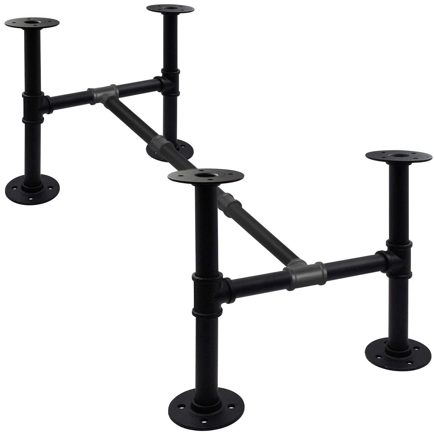 Itvexeme 16In Height x 16In Width x 43In Length Industrial Pipe Table Leg Set, Iron Base Legs for Coffee Tables, Desks, NightstandVintage, Dark Grey