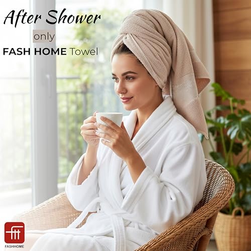 Image of Fash Home 600 GSM Combed Cotton Bath Towel 75x150 cm - Ultra Soft, Quick Dry, Highly Absorbent, Luxury Bathroom Towel, 1 Piece (Beige)