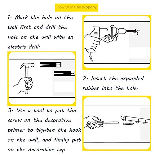 Wonmille Gourmet Kitchen Utensil Rack With 6 Hooks, Wall Mounted Rail Wrought Iron Hanging Utensil Holder Rack With Removable S Hooks 16 Inch thumb #6