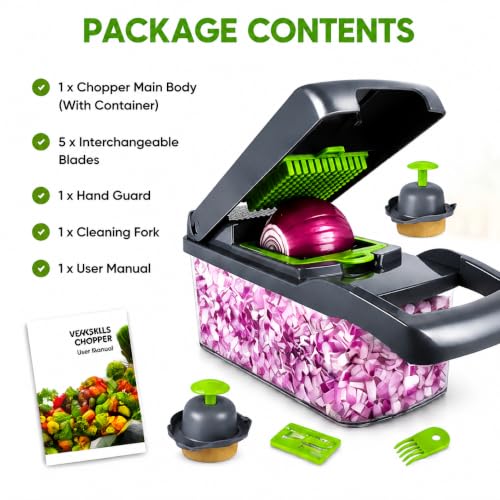 Image of 14-in-1 Multipurpose Fruits & Vegetable Chopper, This Manual Kitchen Tool Combines Chopping, Slicing, Dicing, Grating, Peeling and Chipping, Durable Food-Grade Body for Kitchen