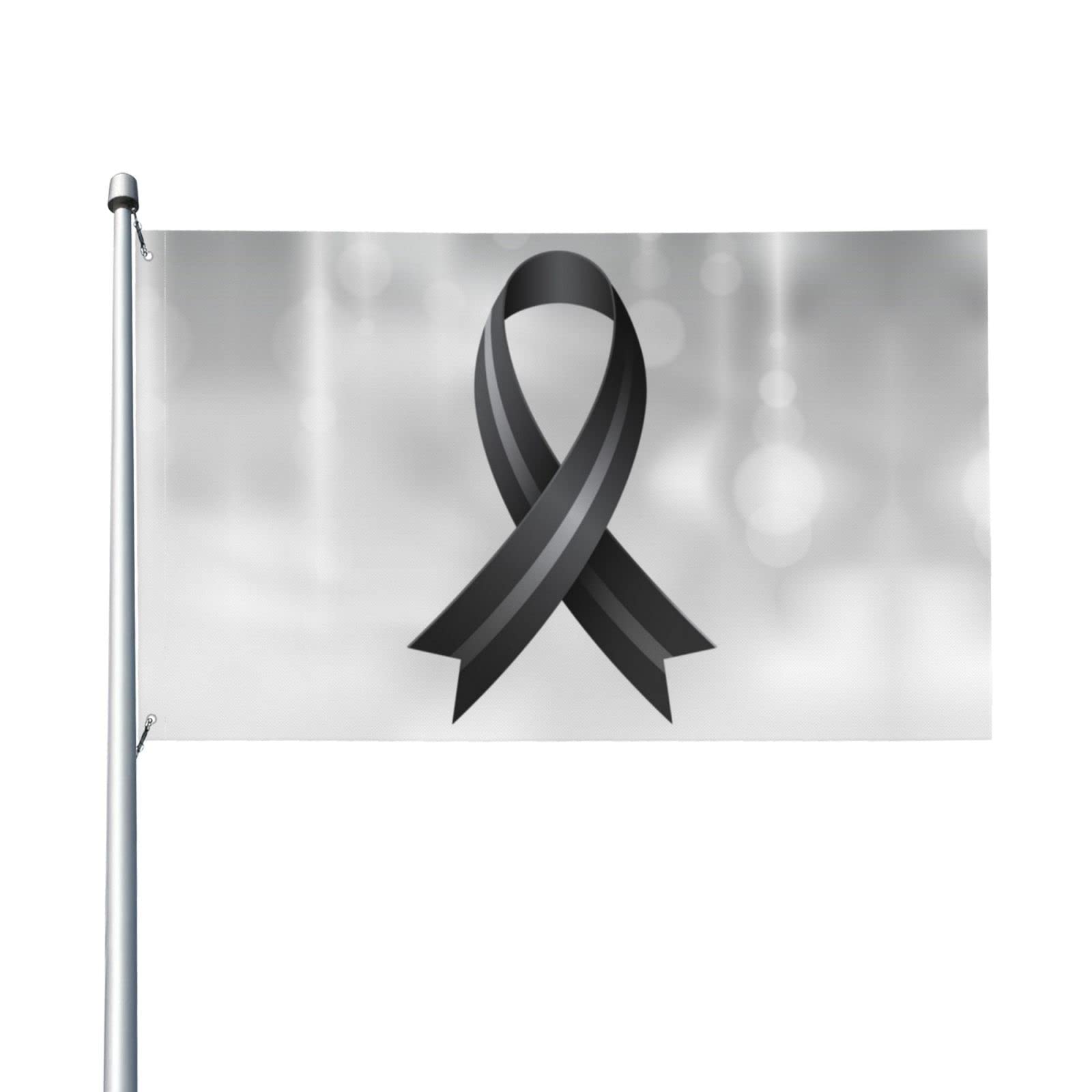 Garden Flag Mourning Black Ribbon Funny Flag Solid White Flag Sign Flag Outdoor Banner Flags Decoration Flag For Indoor/Outdoor Party Carnivals 90x150 cm