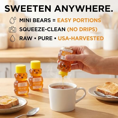 Paquete de 3 frascos de miel pura naranja 2oz miniatura 6