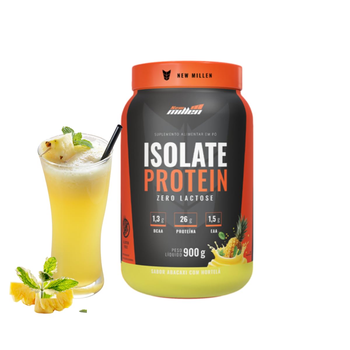 Whey Isolate Protein Zero Lactose Abacaxi com hortelã New Millen