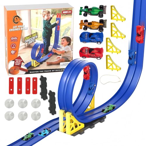 Pista De Carreras para Niños: Juego De 5 Metros, Transportador De Automóviles De Aleación, Juguete Deslizante De ABS | Pista Educativa Interactiva para Niños Pequeños, Escuela, Guardería, Viajes,
