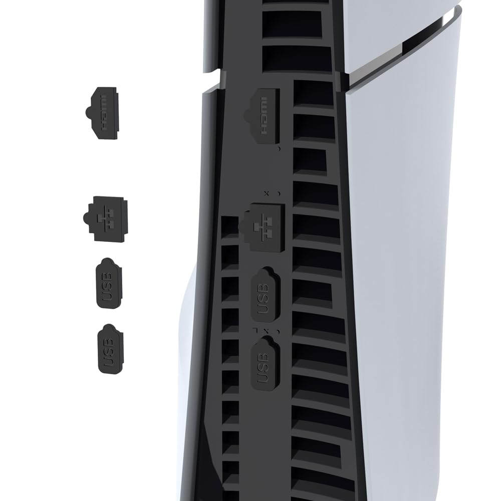 BeisDirect Housse anti-poussière pour console PS5 Slim avec bouchon poussière universel, Noir
