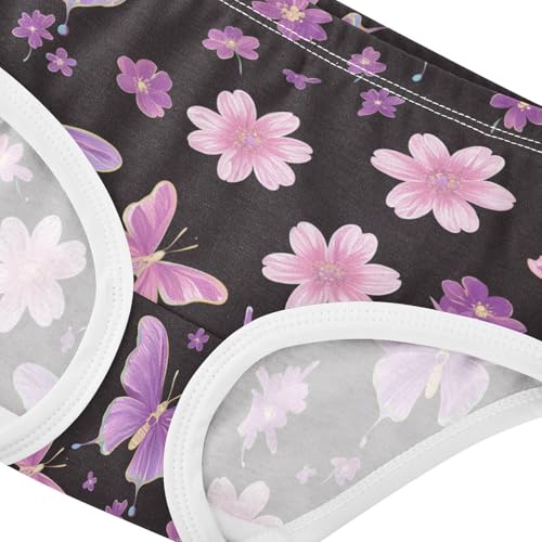Wusikd Purple Butterflies Girls' Underwear Cotton Pink Girls Briefs Soft Toddler Underwear 2T4