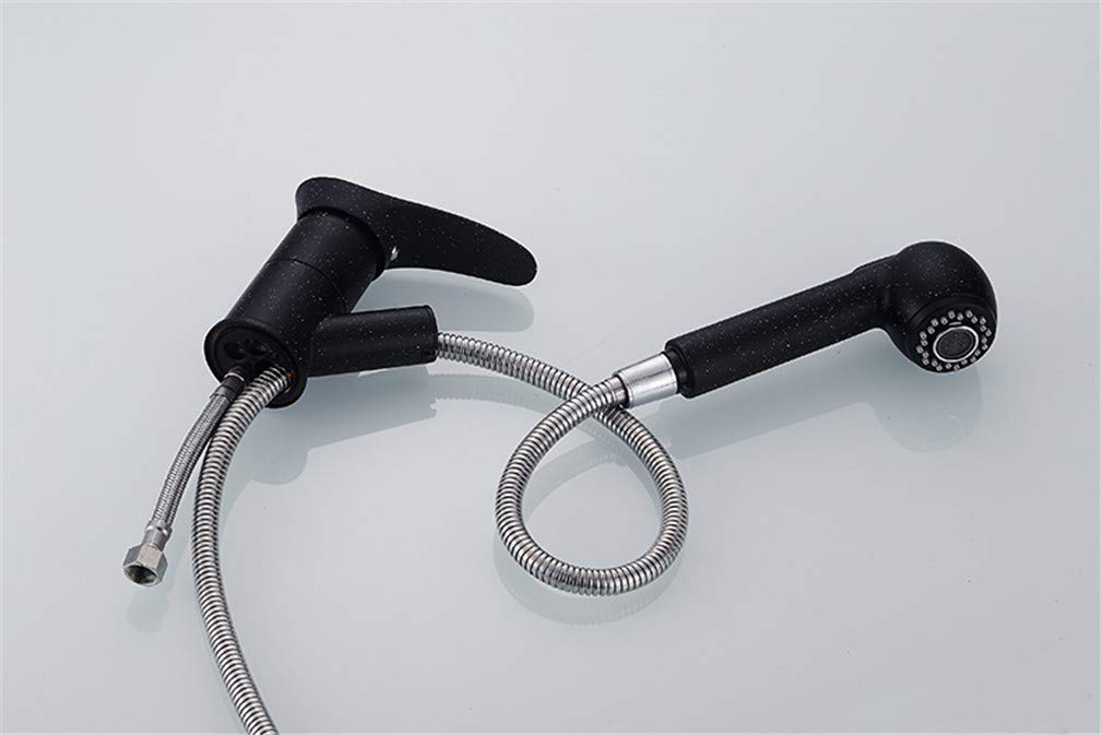 Grifos de Cocina Grifo de Cocina extraíble Giratorio de 360 Grados Grifo de Ahorro de Agua Grifo Mezclador de grúa de Lavabo Negro Pulido Grifo de latón de una Sola manija Montado