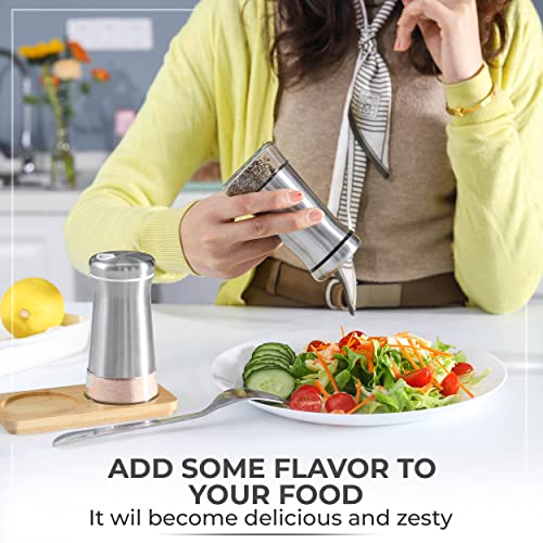 Kitchen-Go Salt And Pepper Shakers Set With Adjustable Pour Holes - Elegant Stainless Steel Spice Dispenser - Perfect For Himalayan, Table Salt, White And Black Pepper thumb #3