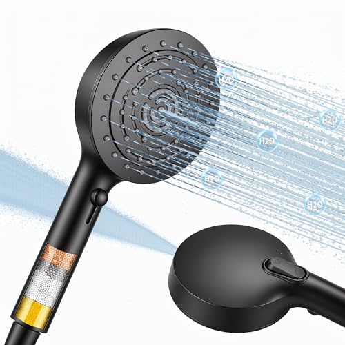 Image of Filtered Shower Head with Handheld - High Pressure 7 Spray Mode 5 inch Panel Detachable Chrome Showerhead, Hard Water Filter Beads Showerhead, Reduce Dandruff, Protect Colored Hair and Soothe Dry Skin