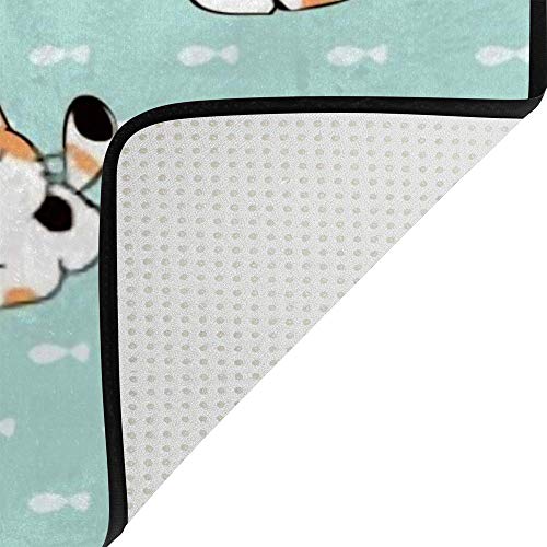 Tapis corail en tissu polyester et coton stretch motif chat