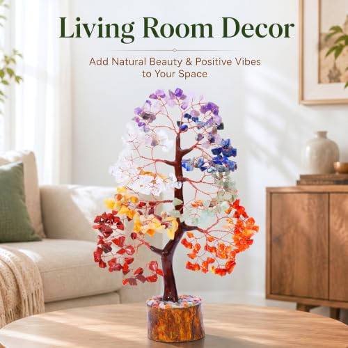Image of Crocon 7 Chakhra Crystals Tree, 10-12 Inch Birthday Gifts for Women & Men