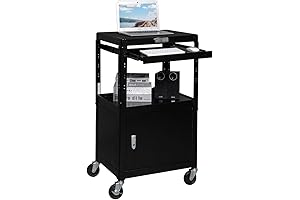 TUFFIOM Projector Cart with Wheels for Video Projector, Laptop, Rolling Storage Stand...