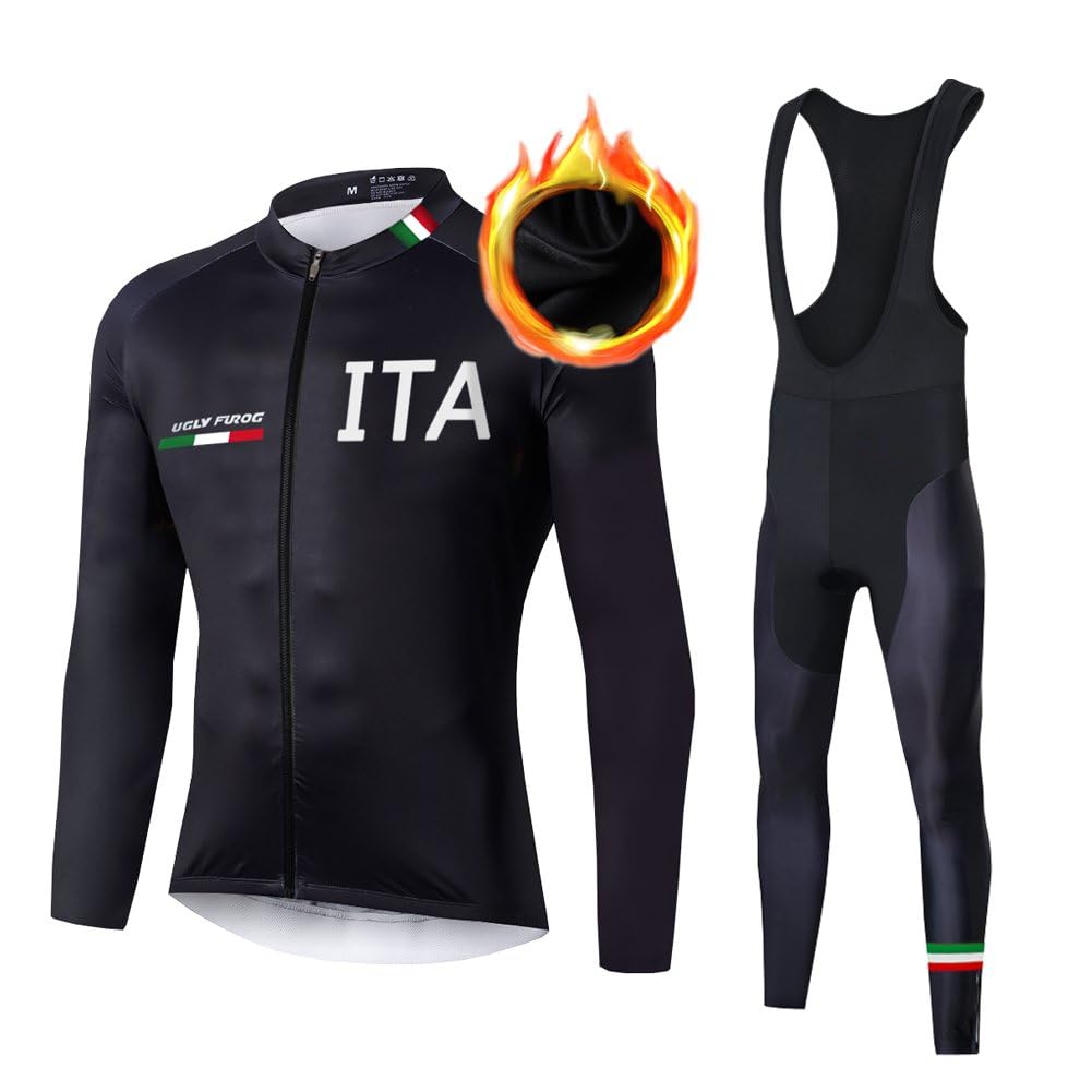 Completo Ciclismo Invernale Uomo - Maglia Termica E Pantaloni, Antivento, Con Tasche E Riflettenti - Foto 3