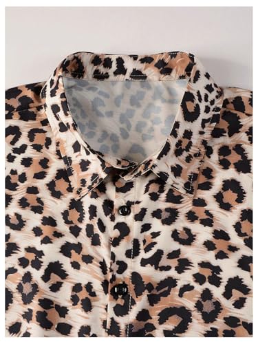Verdusa Men's Leopard Print Tops Button Down Shirt Short Sleeve Y2k Summer Vacation Shirts Top4