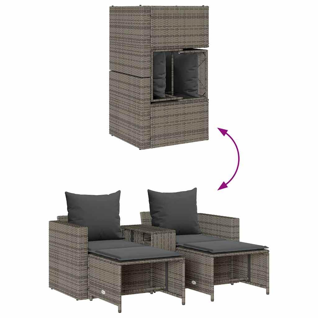 vidaXL Set de Muebles de jardín 5 pzas y Cojines apilables Gris, Conjunto de sofás de jardín, Conjunto de sofás de Exterior, Conjunto de salón de jardín
