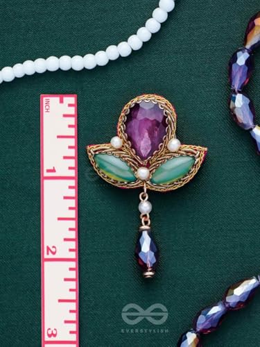 Image of SANJOYA by EVERSTYLISH Embroidered Earrings for Women | Stones, Beads, Glass & Pearl Drop Danglers | Lightweight Adjustable Festive & Wedding Jewelry