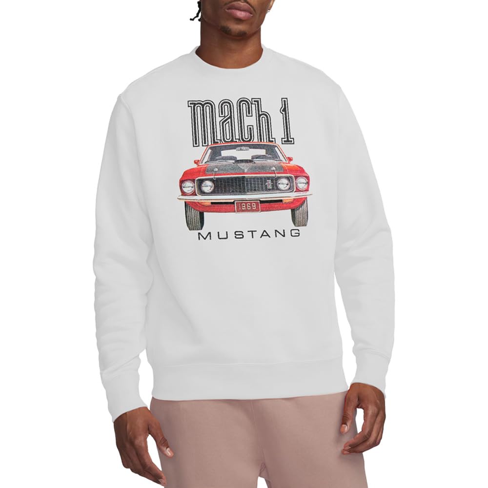 Ford Men's White Mustang 69 Mach 1 Sweatshirt in Size XL, Sports Direct
