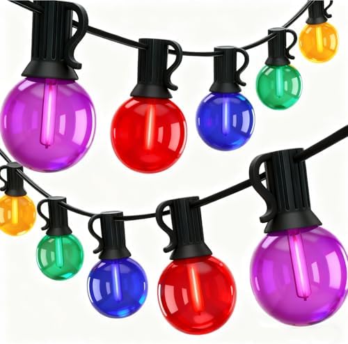 50Ft G40 Multicolor Christmas Lights Outdoor, Outdoor Christmas S...