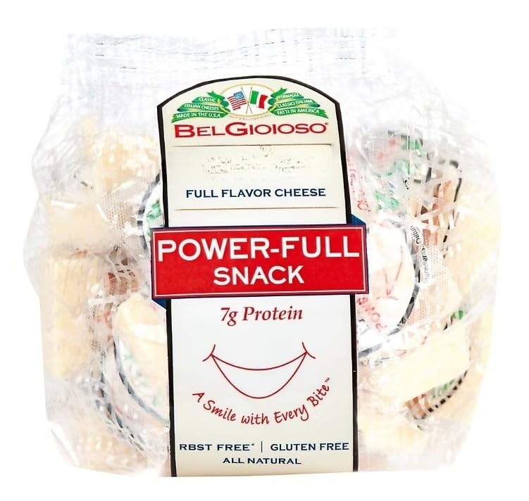 Parmesan Snacking Cheese is a power-full snack, made with three simple ingredients to create this all natural, full flavor cheese. With only 80 calories and naturally packed with 7 grams of protein, this parmesan will satisfy your hunger to keep you full for longer. Pack these snackable cheeses in lunch boxes for a convenient and fulfilling snack, or pair with tomatoes, roasted peppers, cured meats, melon, grapes, crackers or bread for a quick appetizer. A smile with every bite! [ 18 oz , 1.12 lb ] 24 ct