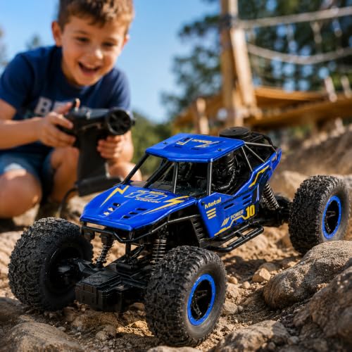 Image of NHR Remote Control Car Toy for Kids | Rechargeable RC Monster Truck with Smoke Effect | Drift RC Car | Range 2.4GHz Remote | Type-C USB | Off-Road Climbing & Racing Car | Gift for Kids Age 3+ (Blue)