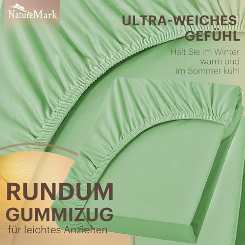 NatureMark Jersey Spannbettlaken, Spannbetttuch 100% Baumwolle in vielen Größen und Farben MARKENQUALITÄT ÖKOTEX Standard 100… – Ansicht 4