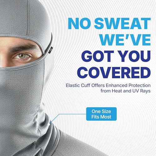Image of Kingsway Balaclava Face Mask for Bikers - Premium Riceknit Helmet Liner | UPF 50+ UV & Dust Protection | Full Face Mask for Men & Women | Light Grey | Pack of 5