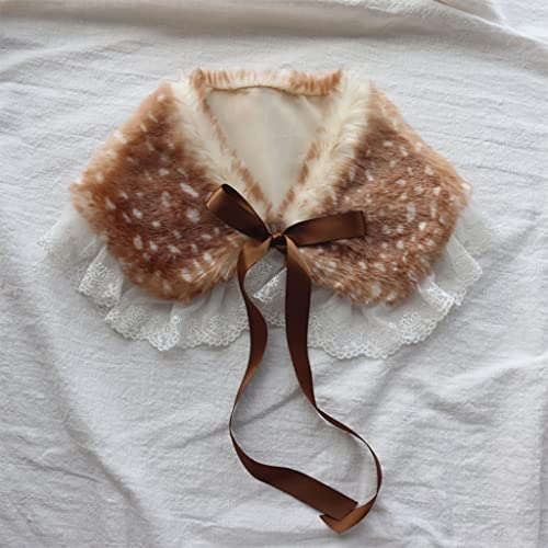 Image of Women Winter Warm Faux Collar Scarf Shawl Deer Antlers Earmuff Fake Wrist Ruffs Leg Warmers Bear Brooch Pin