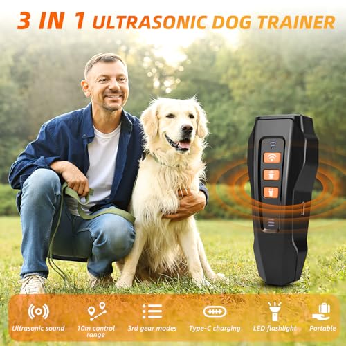 Lagriner Antibell für Hunde - Ultraschall Anti Bell Gerät Hunde, 3 Einstellbare Frequenz Anti Bellen Gerä, 33 Fuß Handgerät Hundegebell Stoppen mit LED, Antibell Ultraschall Gerät Innen Draußen