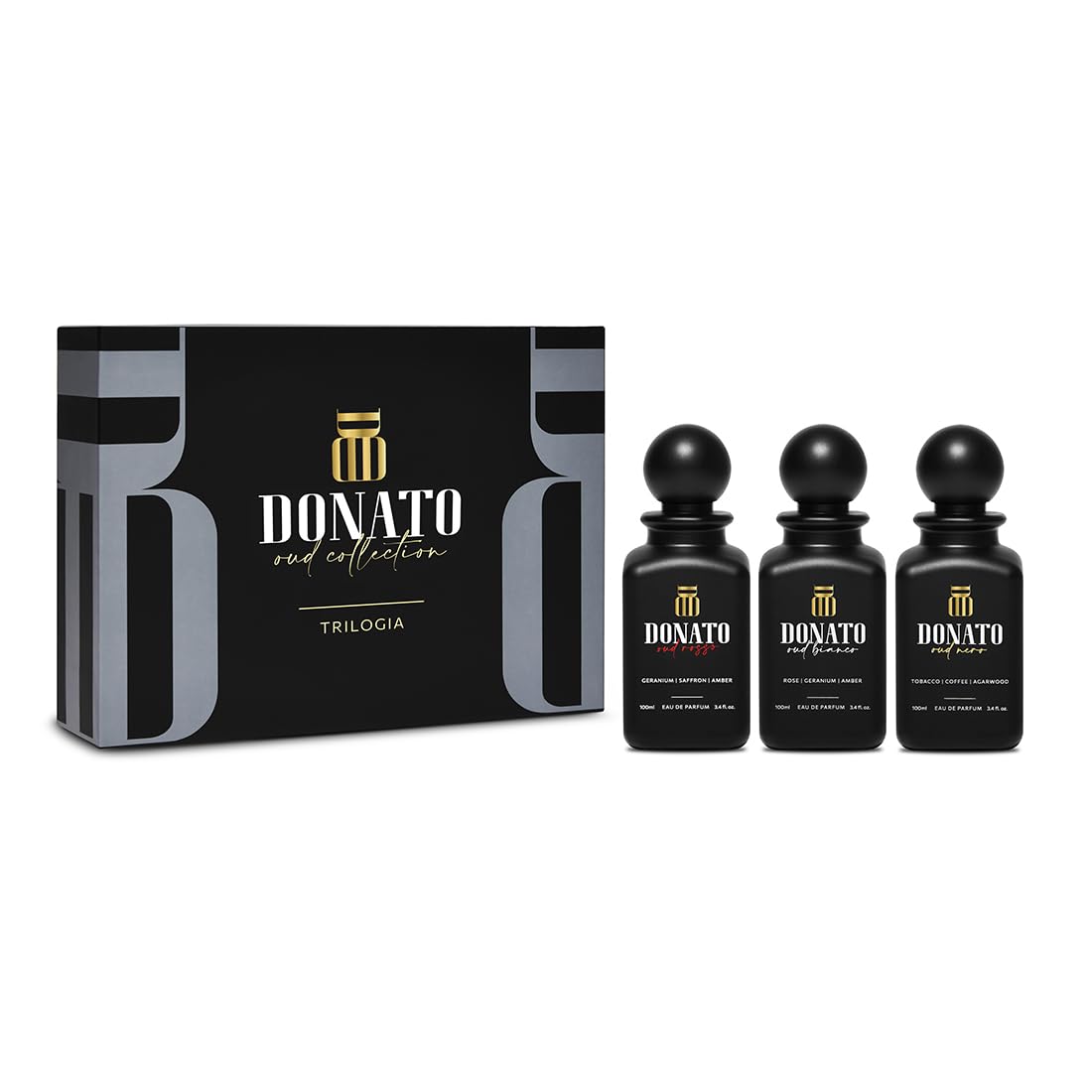 Donato OUD TRILOGIA SET Luxury Unisex Eau de Parfum Gift Set 3 x 100ml for Men & Women With BIANCO, NERO, ROSSO Perfume | Long Lasting EDP Fragrance Scent-image-26