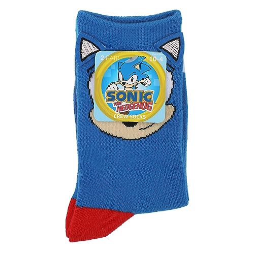 Bioworld Sonic The Hedgehog Sonic Face With 3D Ears 2-Pair Youth Crew Socks - Image 7
