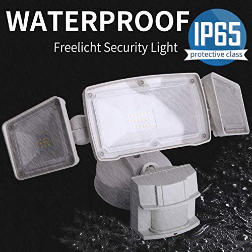 Freelicht 40W LED Flood Light, Motion Sensor Light Outdoor, 3 Adjustable Heads 3500 Lumens 5000K Daylight White IP65 Waterproof, White Exterior Security Lights for Garage, Porch, Driveway - Thumbnail 7