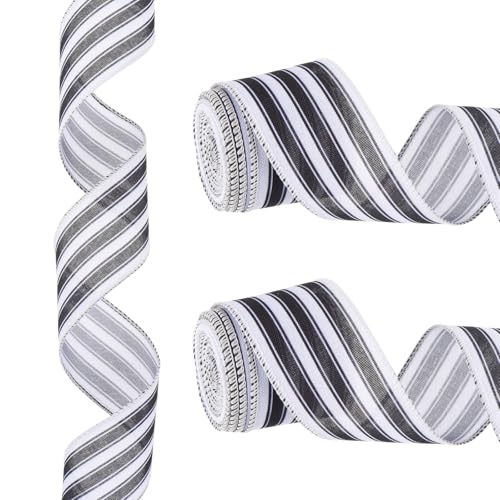 Ruban Rayé Noir et Blanc PATIKIL de 12 Yards pour Décoration et Cadeau