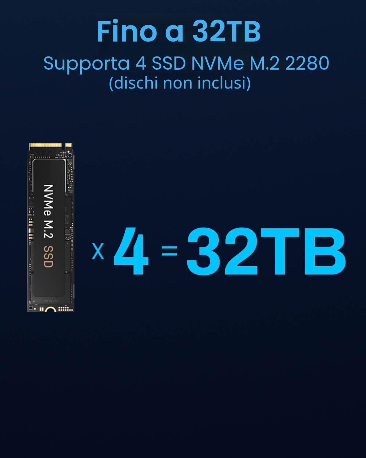 TERRAMASTER D4 SSD NVMe Enclosure - 40Gbps 4Bay, USB Storage Type-C Supporta 4xM.2 NVMe 2280 SSD, Compatibile con USB 4/3.2, Thunderbolt 5/4/3, App Mobile per il Backup dei Dati inclusa (Diskless)