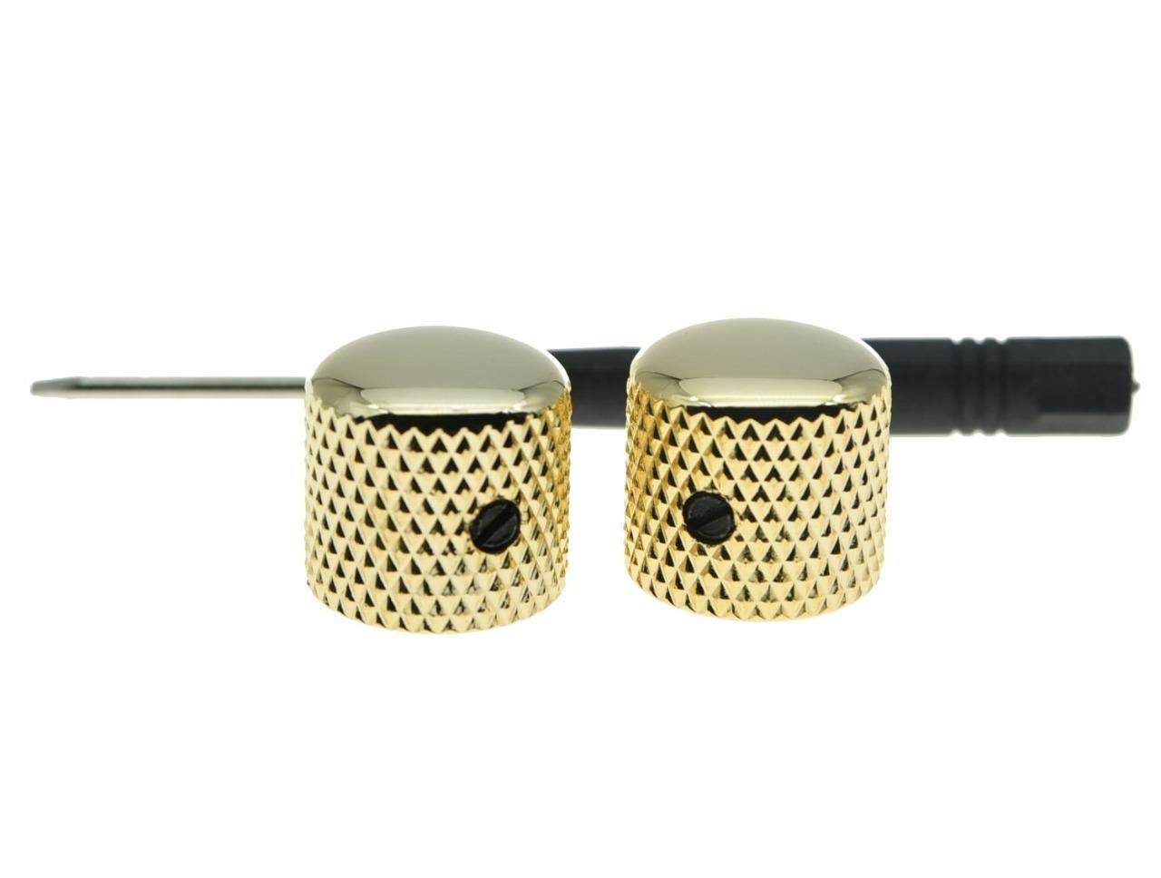 KAISH Set of 2 Gold Metal Guitar Dome Knobs Bass Knob with Set Screw for Telecaster/Tele Guitar, 18.2mm x 18.5mm - Image 2