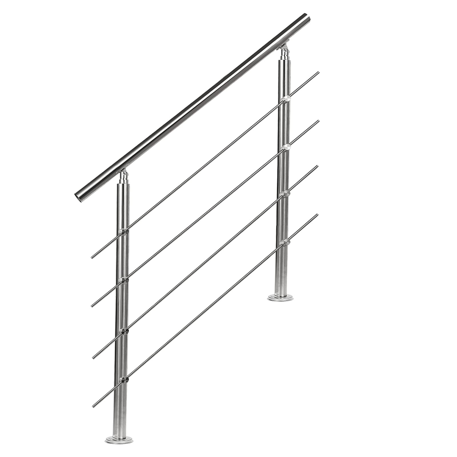 poręcz ze stali nierdzewnej 80 cm, z 4 poprzeczkami, do klatki schodowej wewnątrz, na balkon, do wejścia do domu