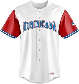 Peligro Sports Dominicana Full Button Sublimated Jersey (White/Red) (as1, Alpha, x_l, Regular, Regular)