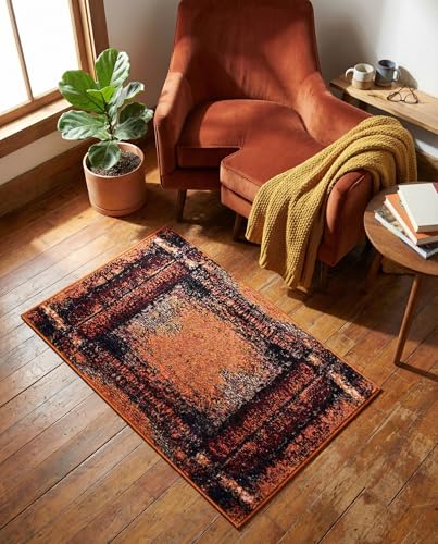 Tapete 2x3 naranja de poliéster Rugs.com miniatura 6