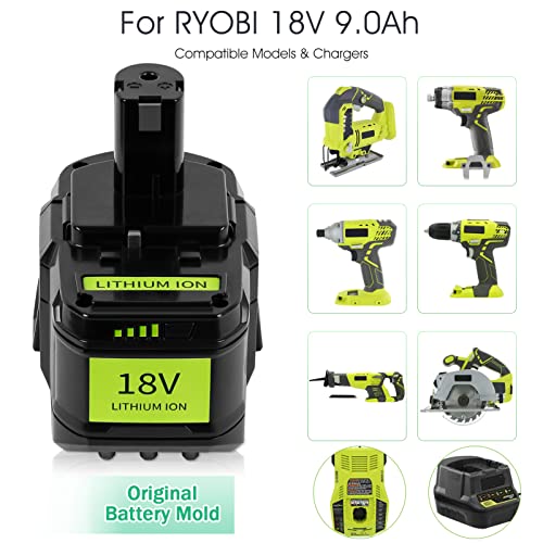 Image of 【Upgrade!】 CaliHutt 18V 9.0Ah Replace Battery for Ryobi ONE+ Plus 18V Battery High Capacity 18V Lithium-Ion Battery P102 P104 P105 P106 P108 P107 P109 for Cordless Power Tools