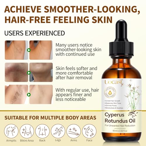 Image of Uocasi Cyperus Rotundus Oil, Cypress Rotundus Oil for Hair Removal, Natural Inhibitor to Reduce Unwanted Hair Growth, Soothes Skin & Minimizes Pores, All Skin Types, 2.02 Oz
