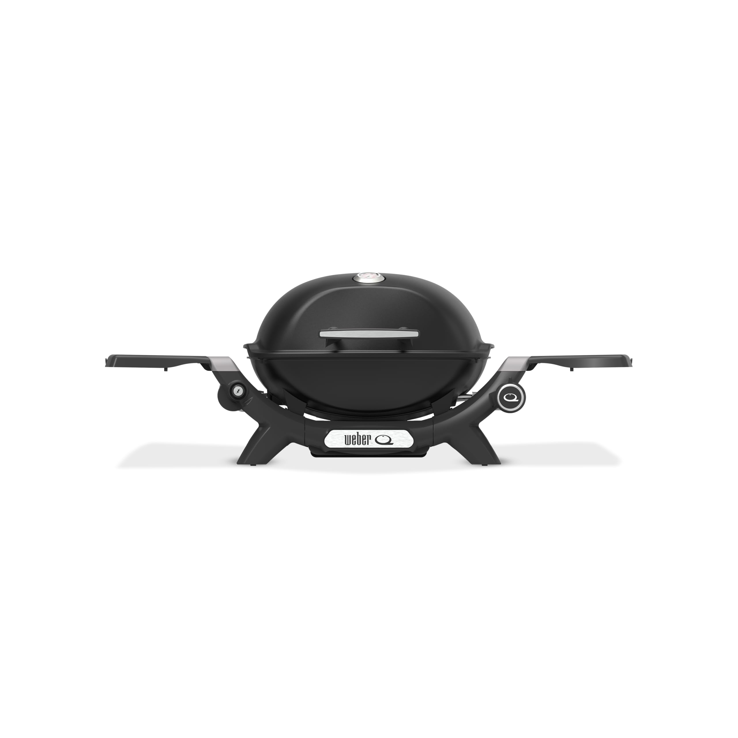 Weber Q 1200N Barbecue à gaz avec tablettes latérales/Grill léger pour Camping, terrasses et balcons, avec brûleur Haute Performance, grilles en Fonte émaillée et allumage électronique, Noir Minuit