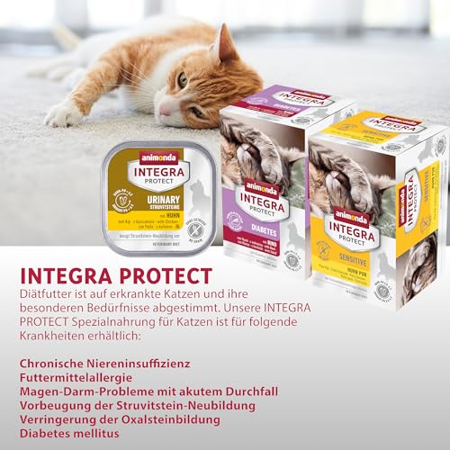 animonda INTEGRA PROTECT Diabetes mit Geflügel (16 x 100 g), Katzennassfutter bei Diabetes mellitus, Katzen Diätfutter für zuckerkranke Katzen, Nassfutter ohne Zucker