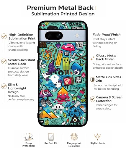 Image of Crazy Design Premium 2D Printed Metal Back Case Cover for Google Pixel 7A 5G, Multicolour