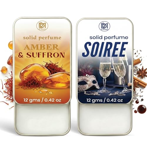 Image of Dr.Mashur Solid Perfume |Soiree&Amber & Saffron Alcohol Free Wax Perfume Balm, Long Lasting | Pocket Tin 12g, Pack Of 2| Non Greasy Smooth Glide, Travel Friendly Unisex Gifts He Or Her