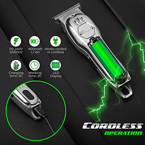 Fagaci Hair Clippers & Hair Trimmer With Extremely Fine Cutting, Hair Clippers For Men With Powerful Battery, Barber Clippers Cordless & Corded, 440C Self Sharp Blades & Digital Indicator #TOP6